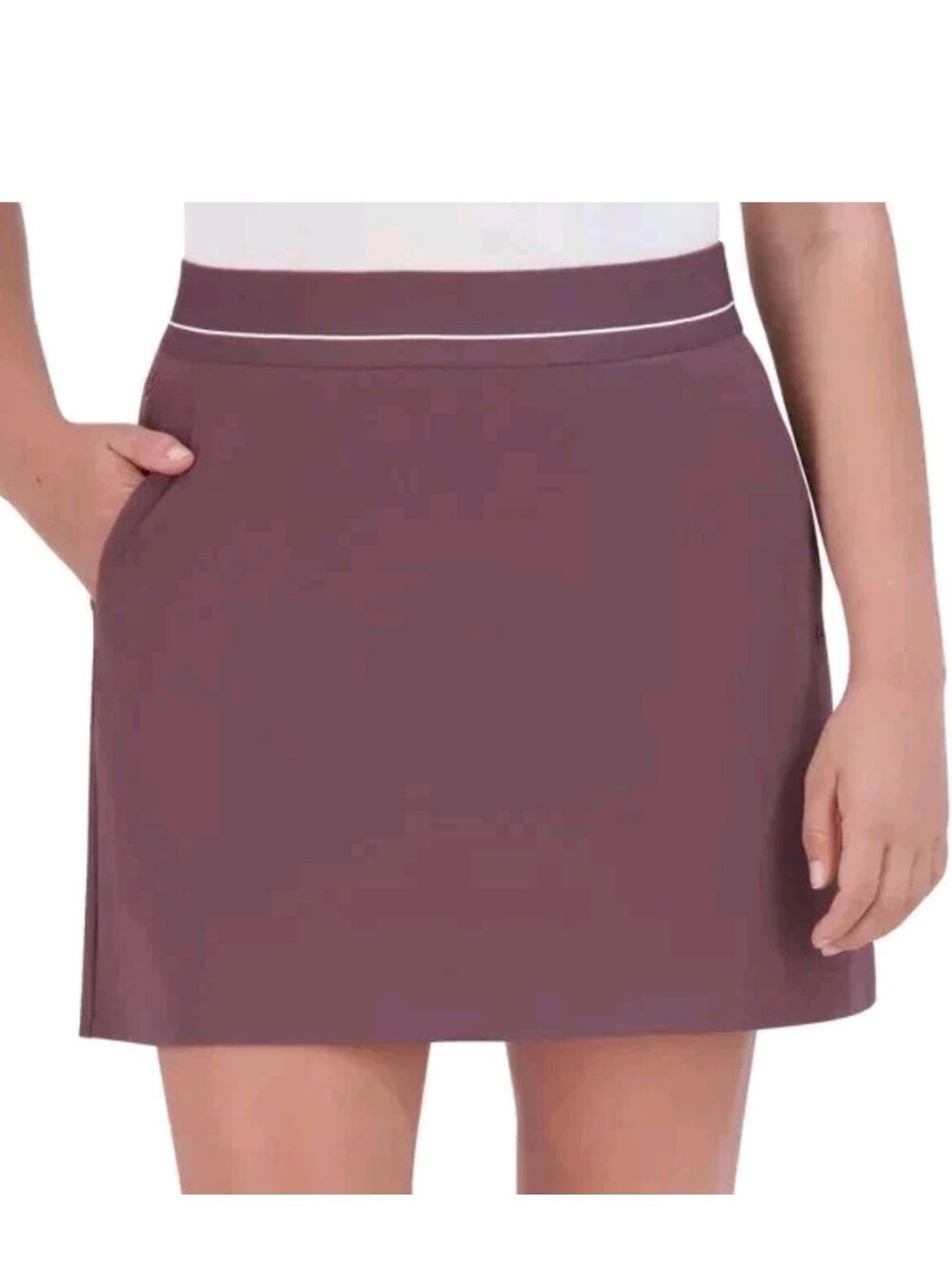 Soybu Womens Skort Purple Skirt Inner-Shorts Pockets Elastic Waist Large